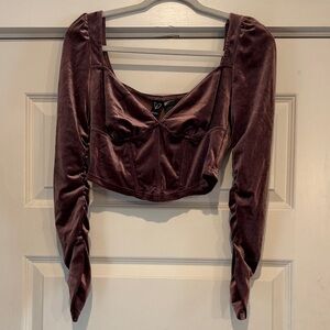 Windsor Velvet Burgundy Long Sleeve Blouse